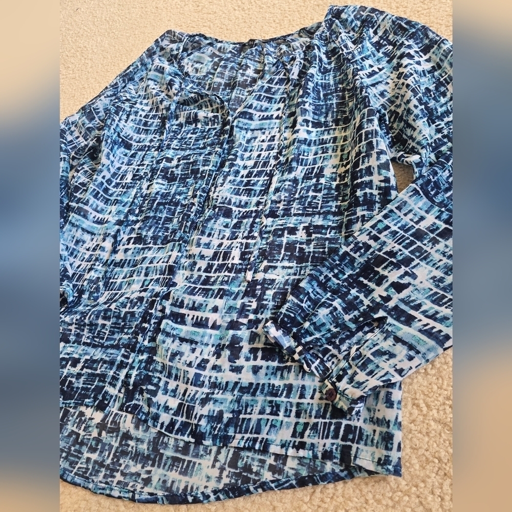 🌈George Hidden Button Down Lightweight Long Sleeve Blouse